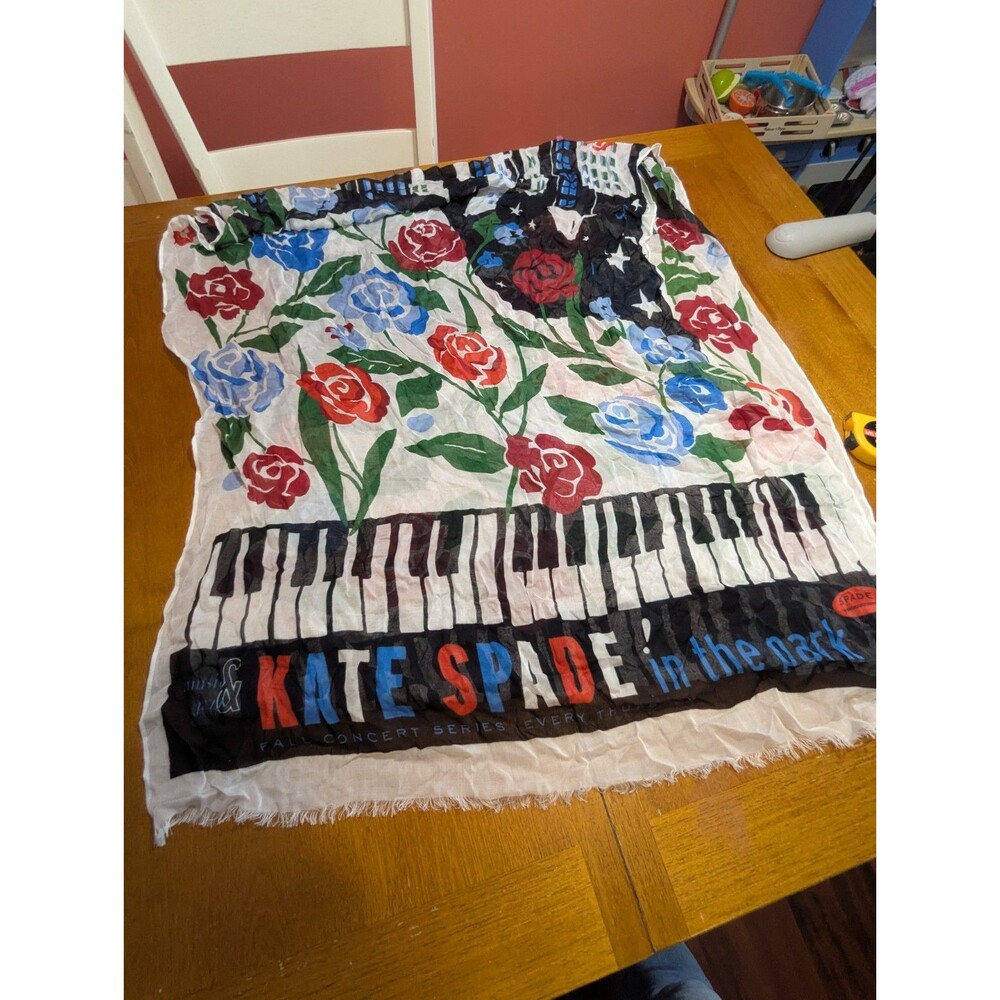Kate Spade New York Scarf Central Park Jazz Night Oblong Viscose Floral Piano